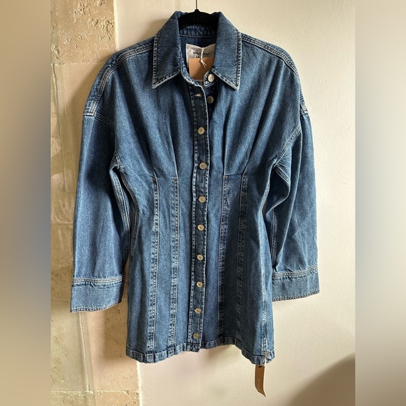 NWT Size 4 Reformation Roxanna Cinch Waist Denim Mini Dress - Picture 7 of 15